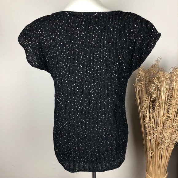 VINTAGE Gold Speckled Short Sleeve Blouse Small - Picture 5 of 7
